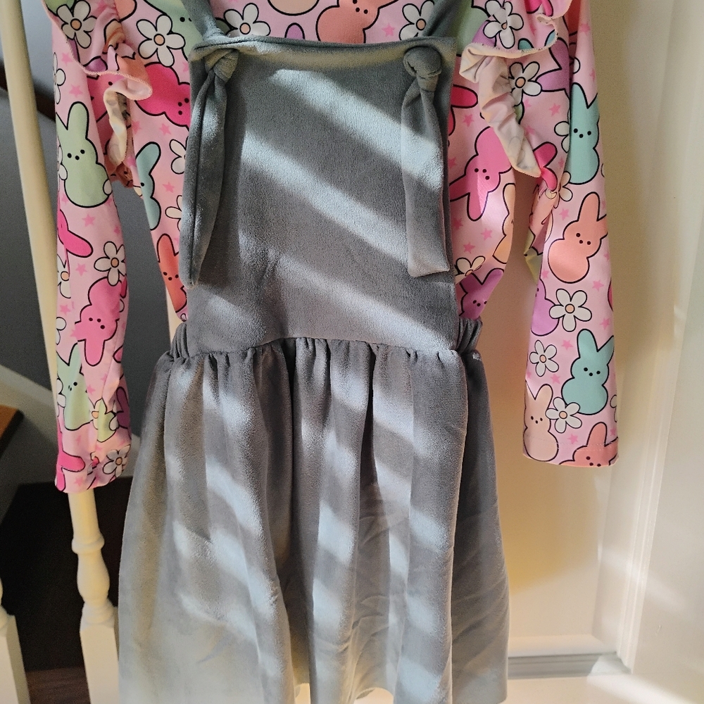 Cute Mila & Rose Outfit Peep Shirt with Overall Suede-like Dress